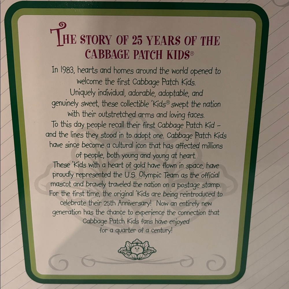 Cabbage Patch Kids Nunzio Denis born Jan. 18..25th Anniversary Limited Ed. - Picture 8 of 8